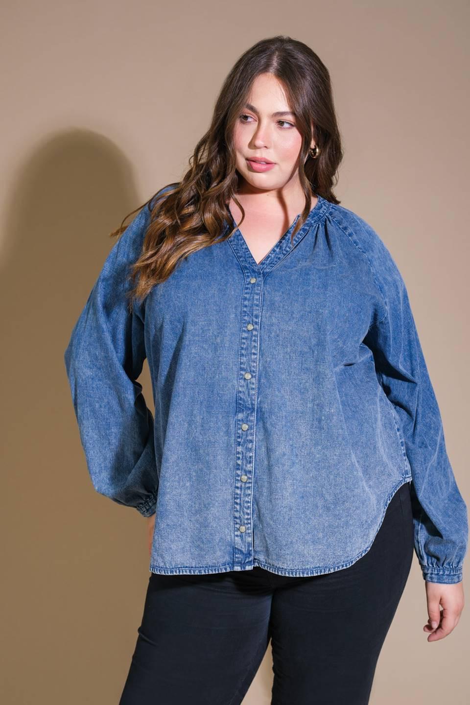 Musing About You Denim Top view 13 (top) - musing top, musing top aritzia, musing about you meaning - shop at us.meeeshop
