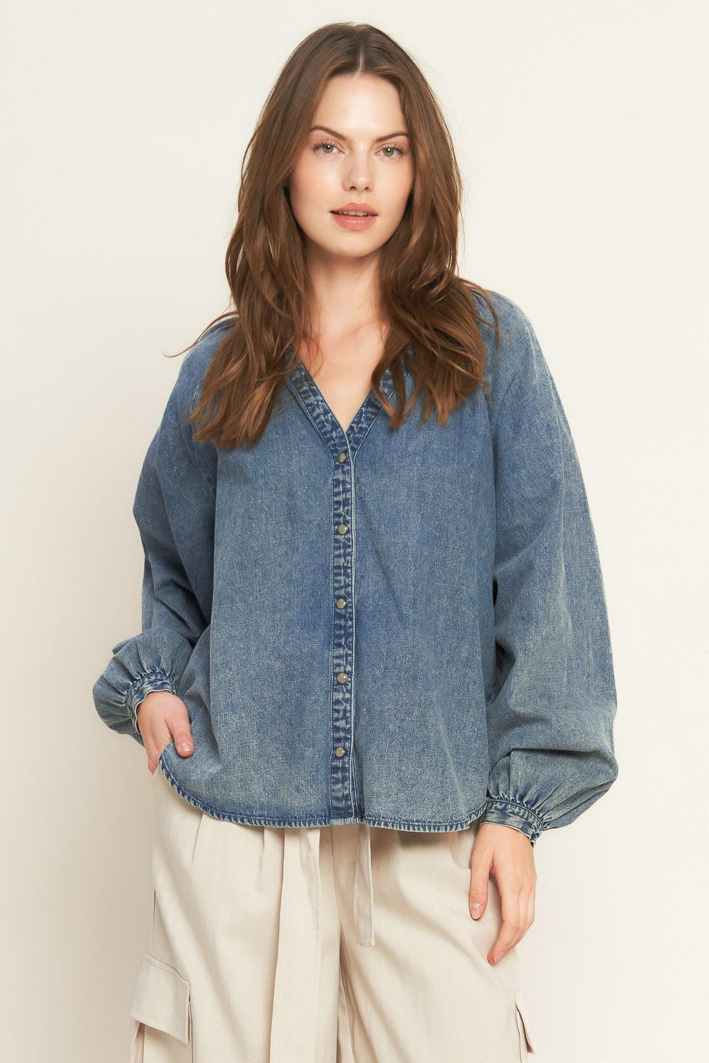 Musing About You Denim Top view 8 (top) - musing top, musing top aritzia, musing about you meaning - shop at us.meeeshop