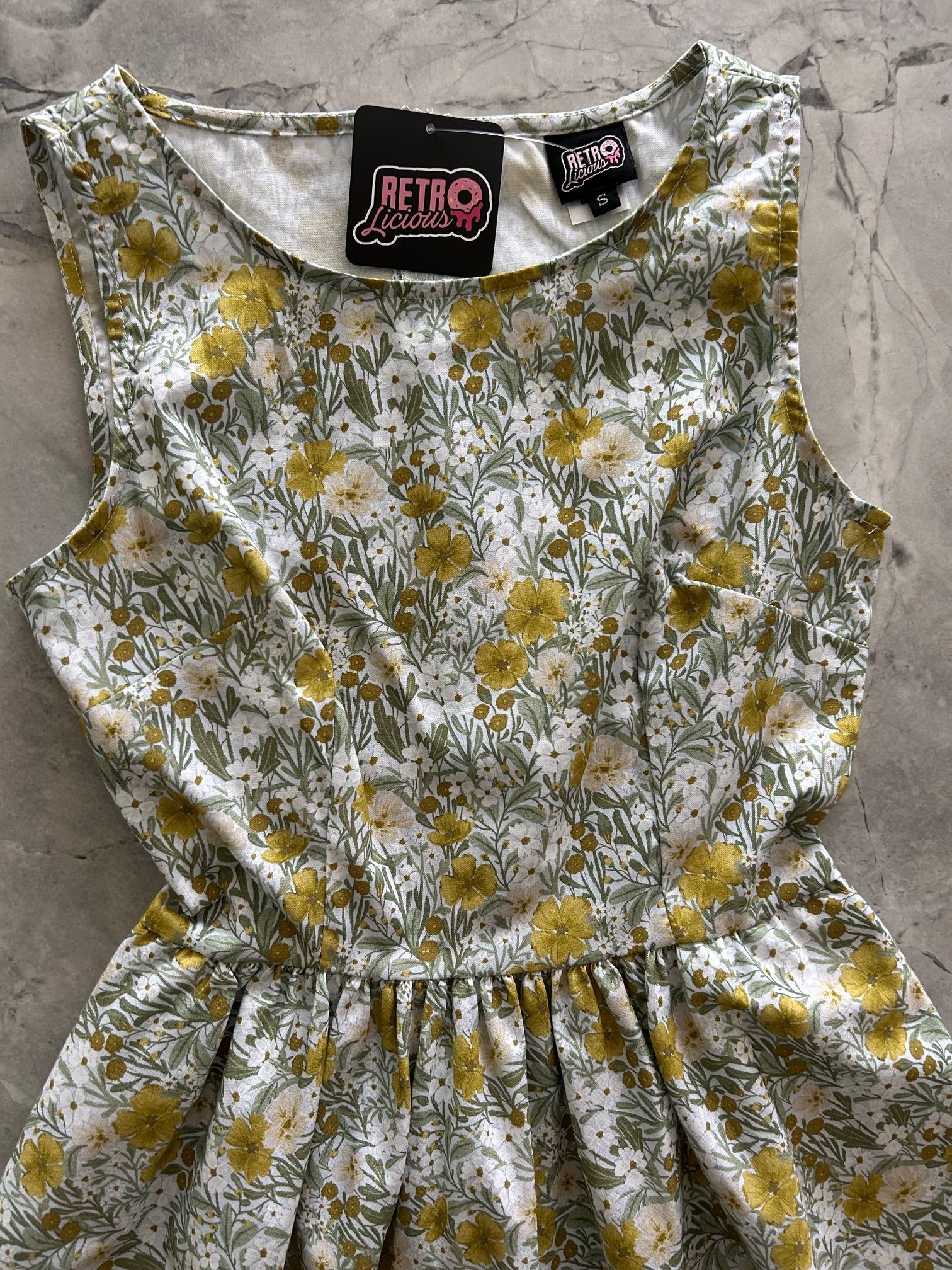 Mustard Floral Midi Dress in 1X view 6 - Mustard Floral Dress