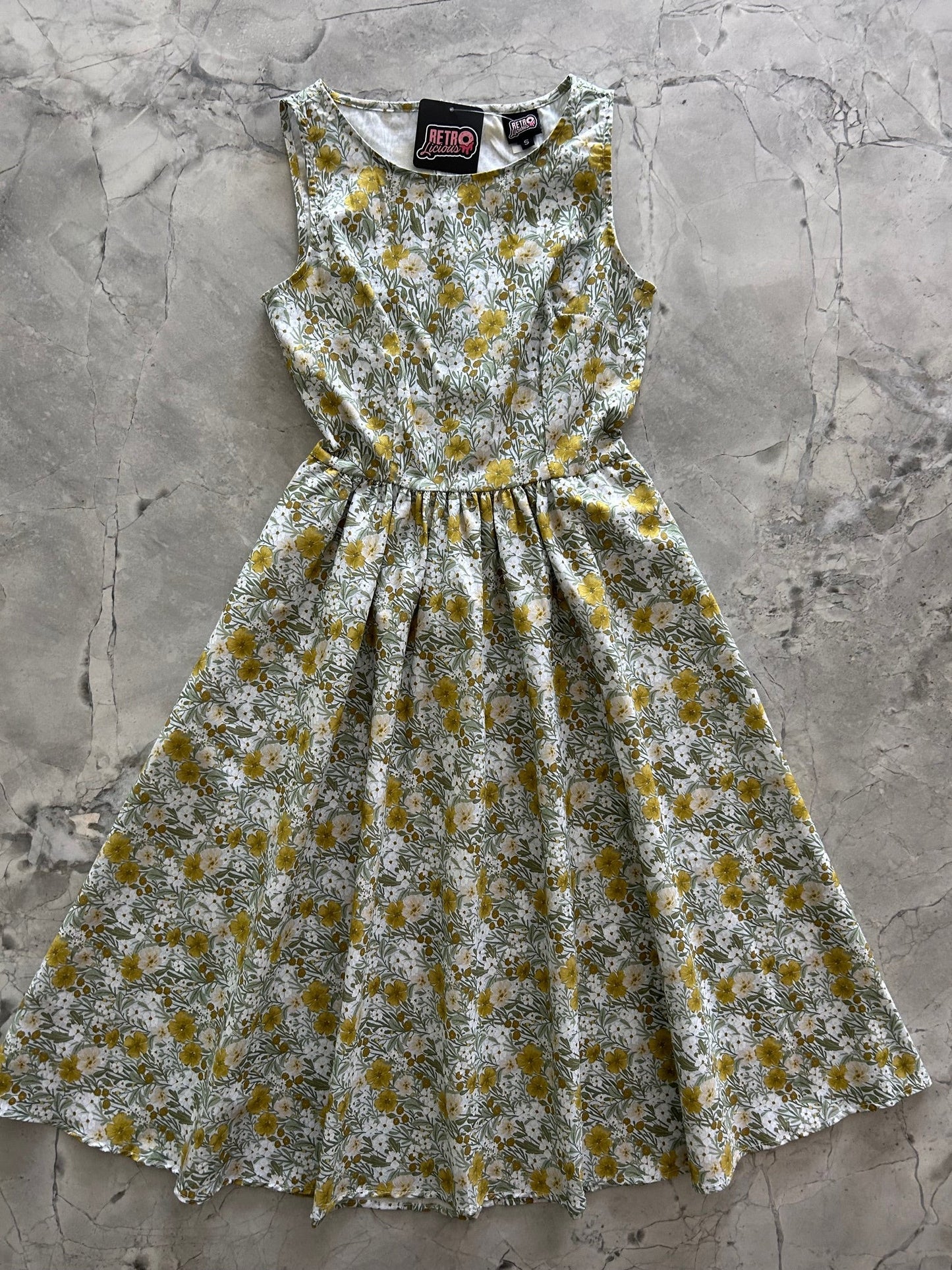 Mustard Floral Midi Dress in XL view 5 - Mustard Floral Dress