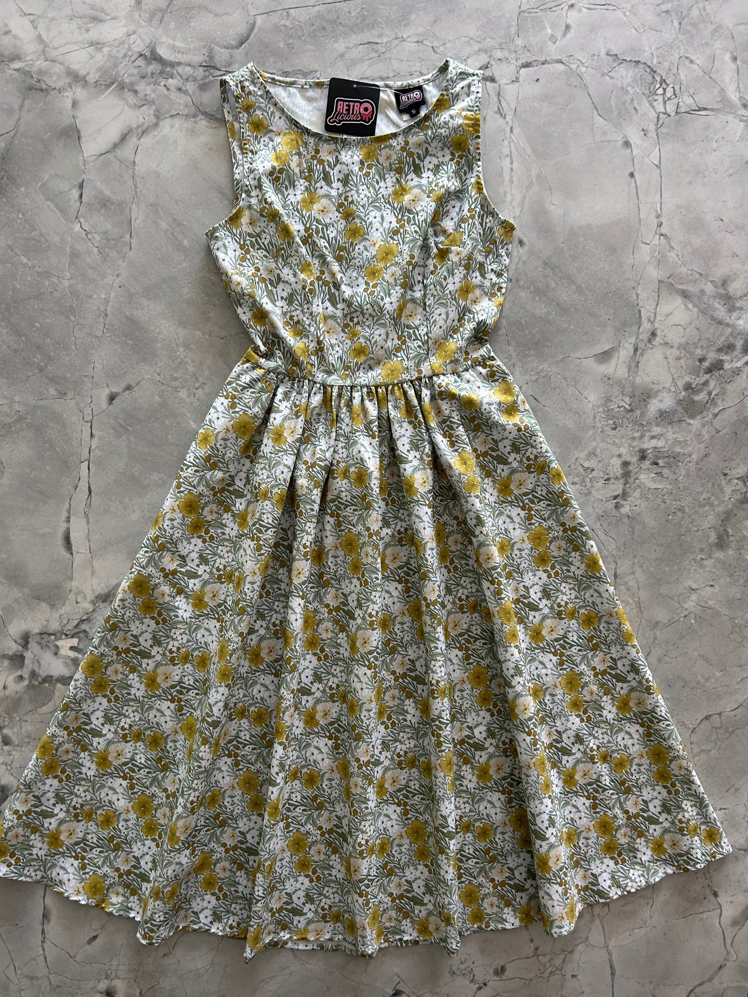 Mustard Floral Midi Dress in XL view 5 - Mustard Floral Dress