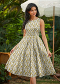 Mustard Floral Midi Dress XS (dress) - mustard floral dress for women, yellow floral dress, yellow flor - shop at us.meeeshop