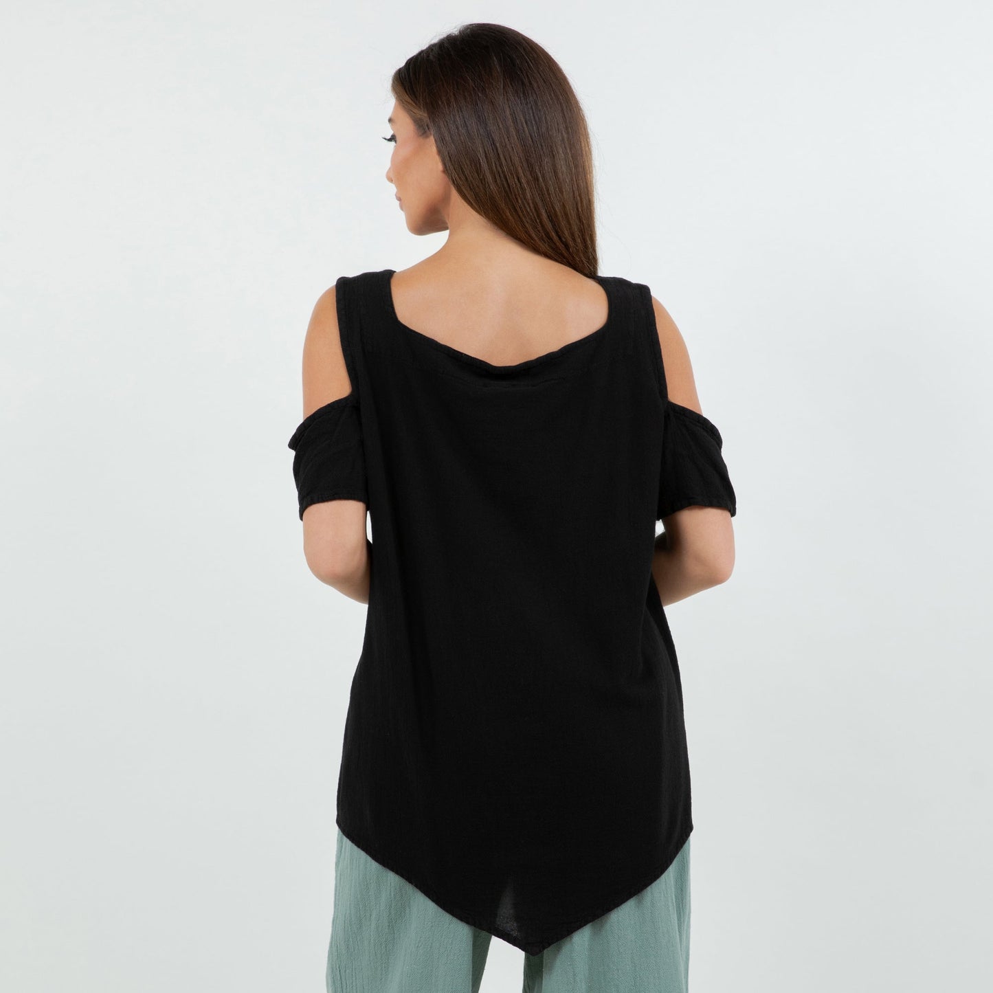 Mylie Cold Shoulder Top 100% Cotton Gauze in 0 (XS/S) view 15 - Gauze Top