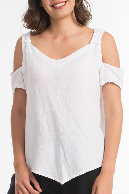 Mylie Cold Shoulder Top 100% Cotton Gauze in 1 (S/M) view 17 - Gauze Top