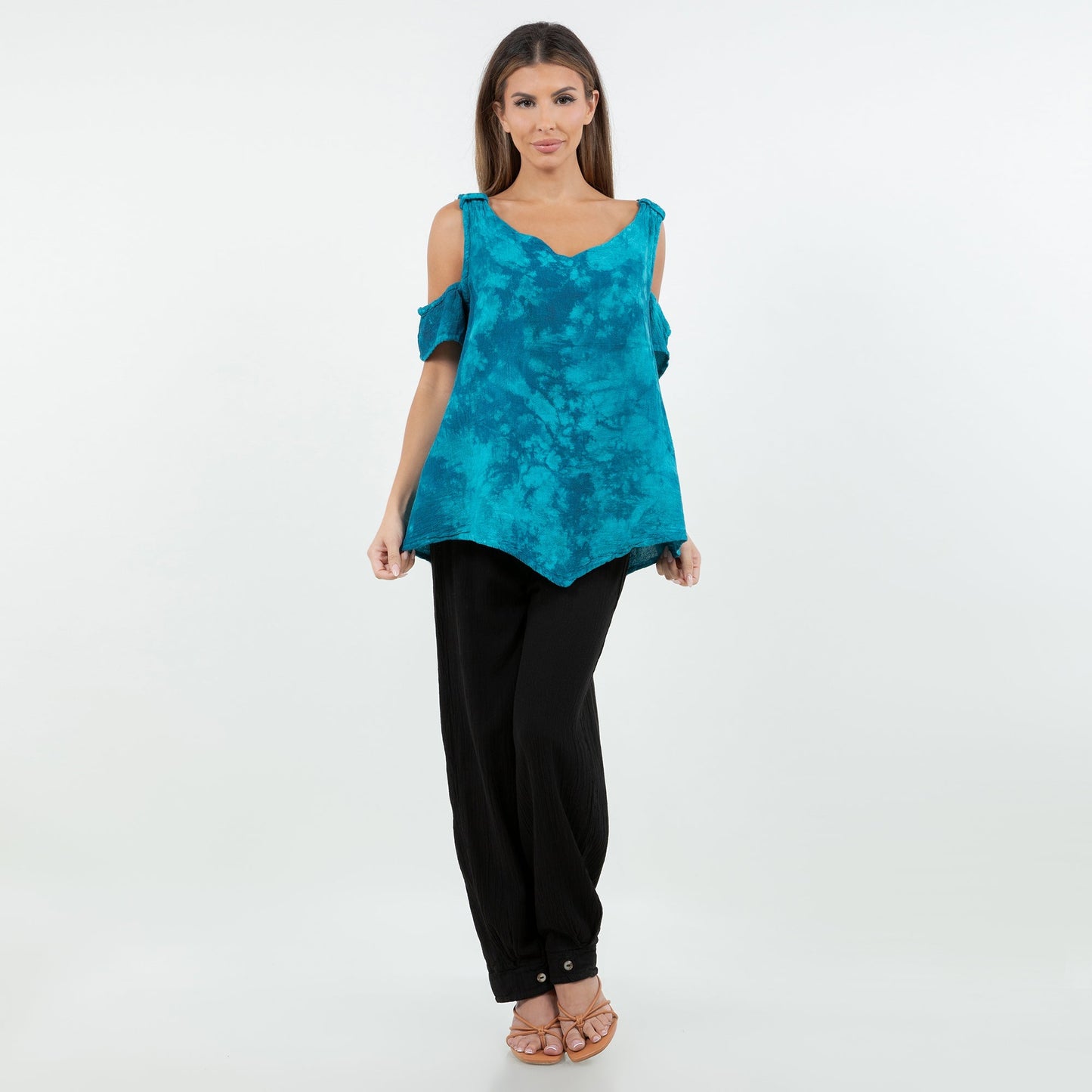 Mylie Cold Shoulder Top 100% Cotton Gauze in 1 (S/M) view 7 - Gauze Top