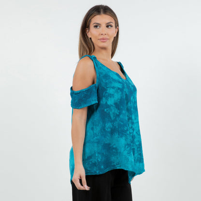 Mylie Cold Shoulder Top 100% Cotton Gauze in 2 (L/XL) view 8 - Gauze Top