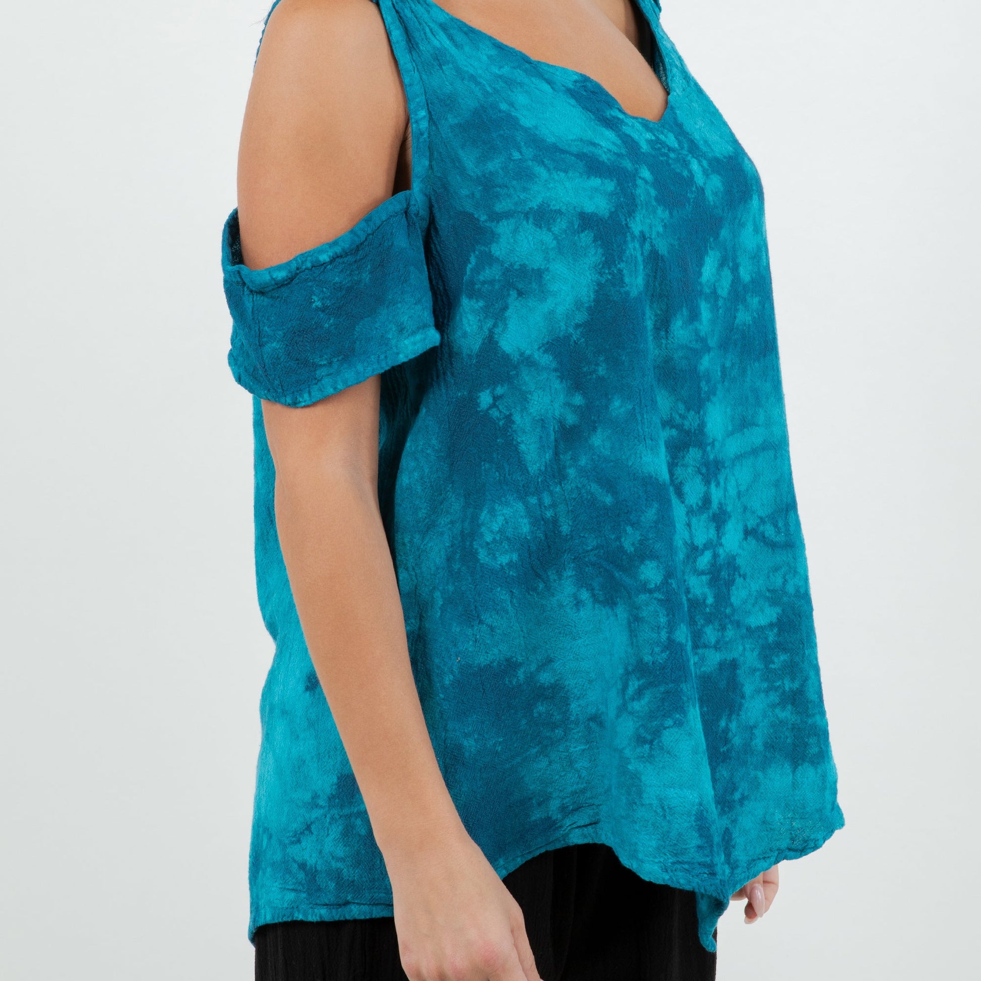 Mylie Cold Shoulder Top 100% Cotton Gauze in 3 (2X/3X) view 4 - Gauze Top