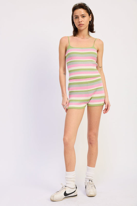 Naomi Knit Shorts in Lime Pink Multi - Fall Wardrobe Essential - Naomi Pants Knit Ted (bottom)