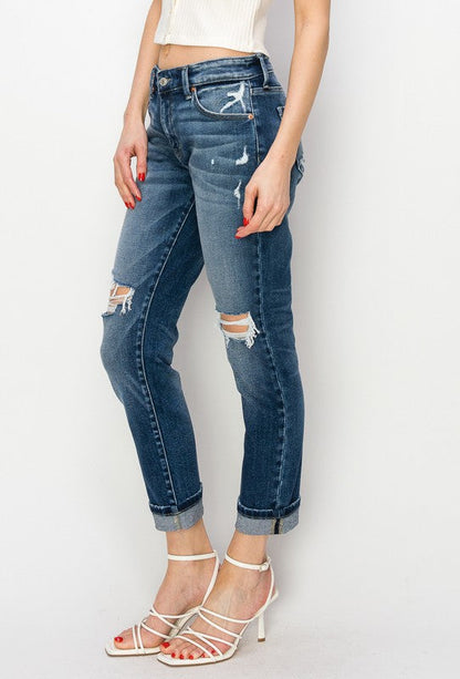 Natalia Mid Rise Boyfriend Jeans (reg & Plus) in 13 (30) view 6 - Plus Jeans (bottom)