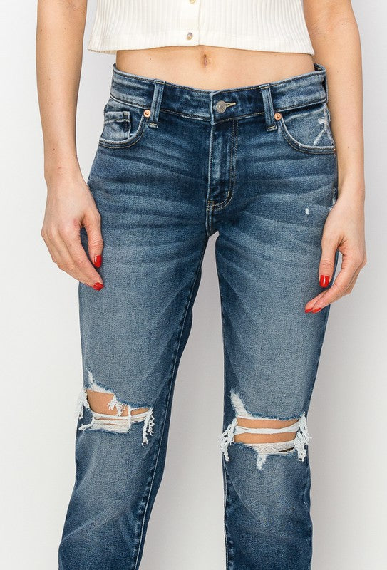 Natalia Mid Rise Boyfriend Jeans (reg & Plus) in 5 (26) view 2 - Plus Jeans (bottom)