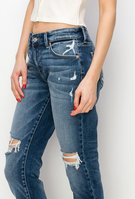 Natalia Mid Rise Boyfriend Jeans (reg & Plus) in 7 (27) view 3 - Plus Jeans (bottom)