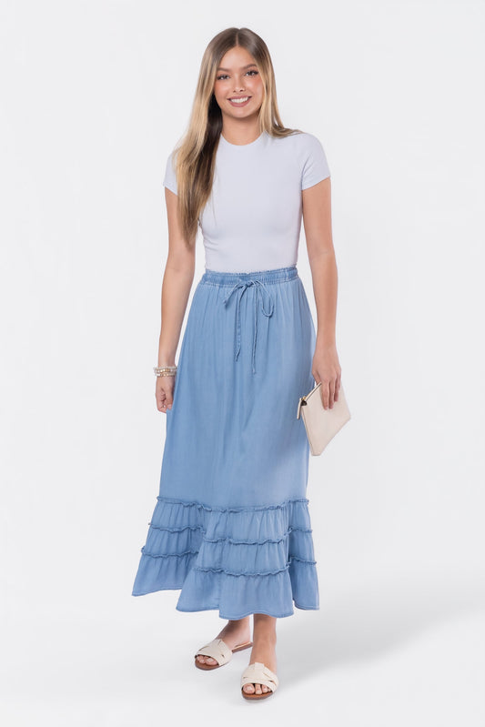 Nell Skirt (chambray) in XS - Women'S Chambray Skirt