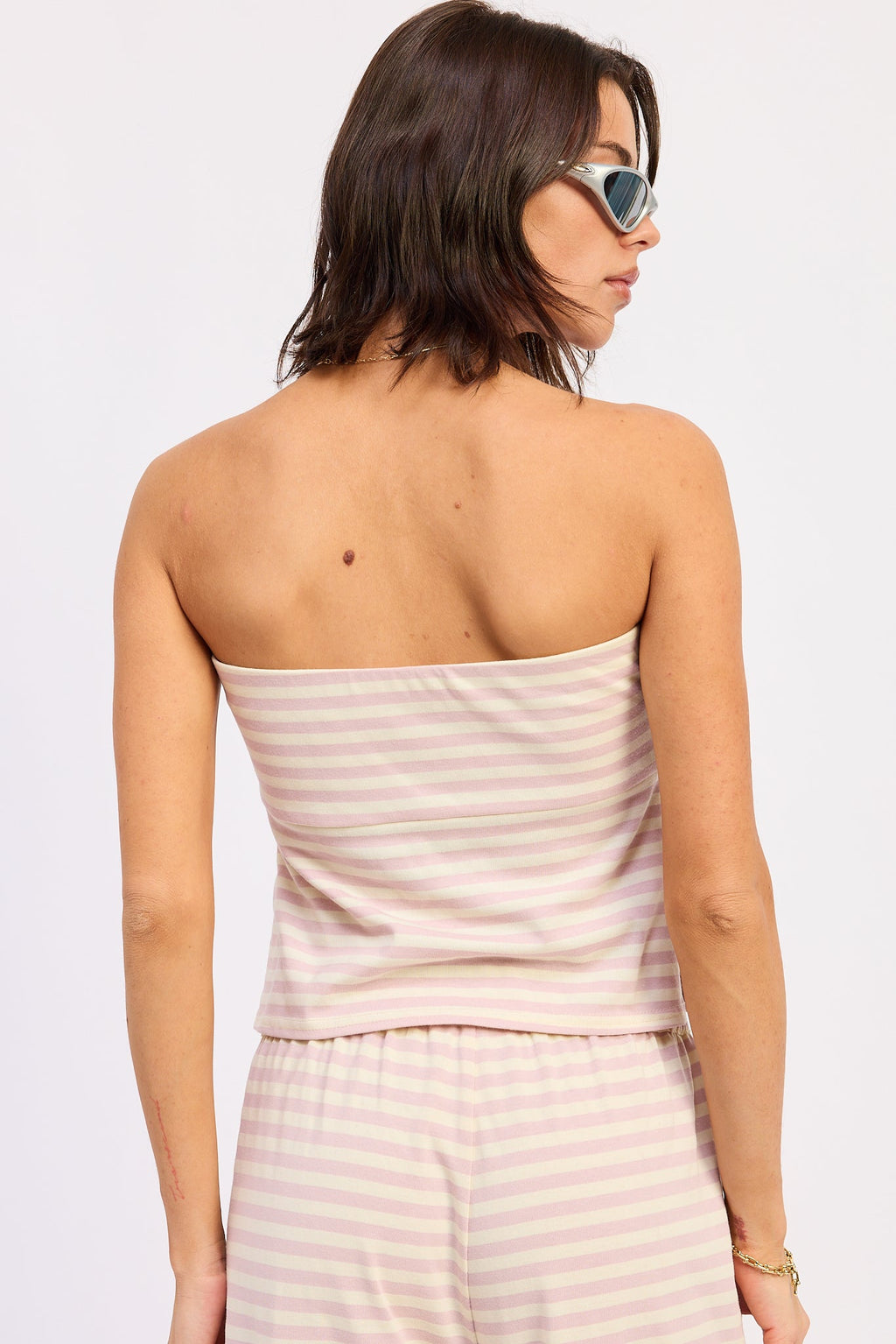 Nerina Tube Top Pink Ivory Stripe view 3 (top) - tube top, nerina tube top - shop at us.meeeshop