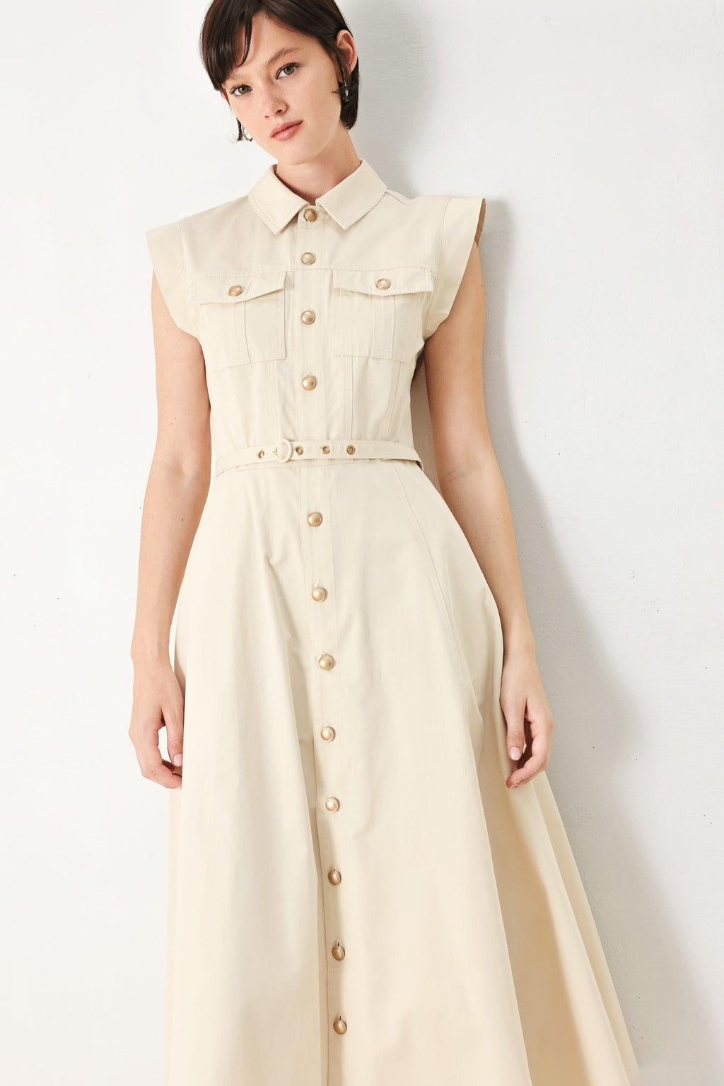 Neutral Command Woven Shirt Dress ECRU view 5 (dress) - shirt dress, woven shirt dress - shop at us.meeeshop