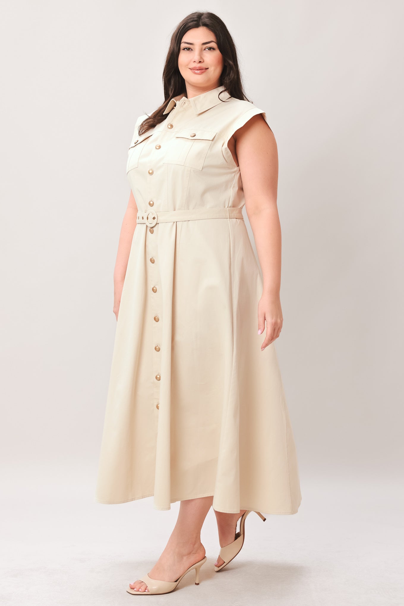 Neutral Command Woven Shirt Dress view 10