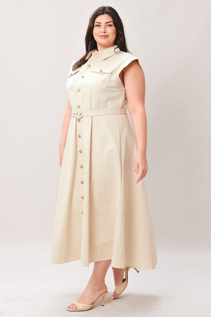 Neutral Command Woven Shirt Dress view 10