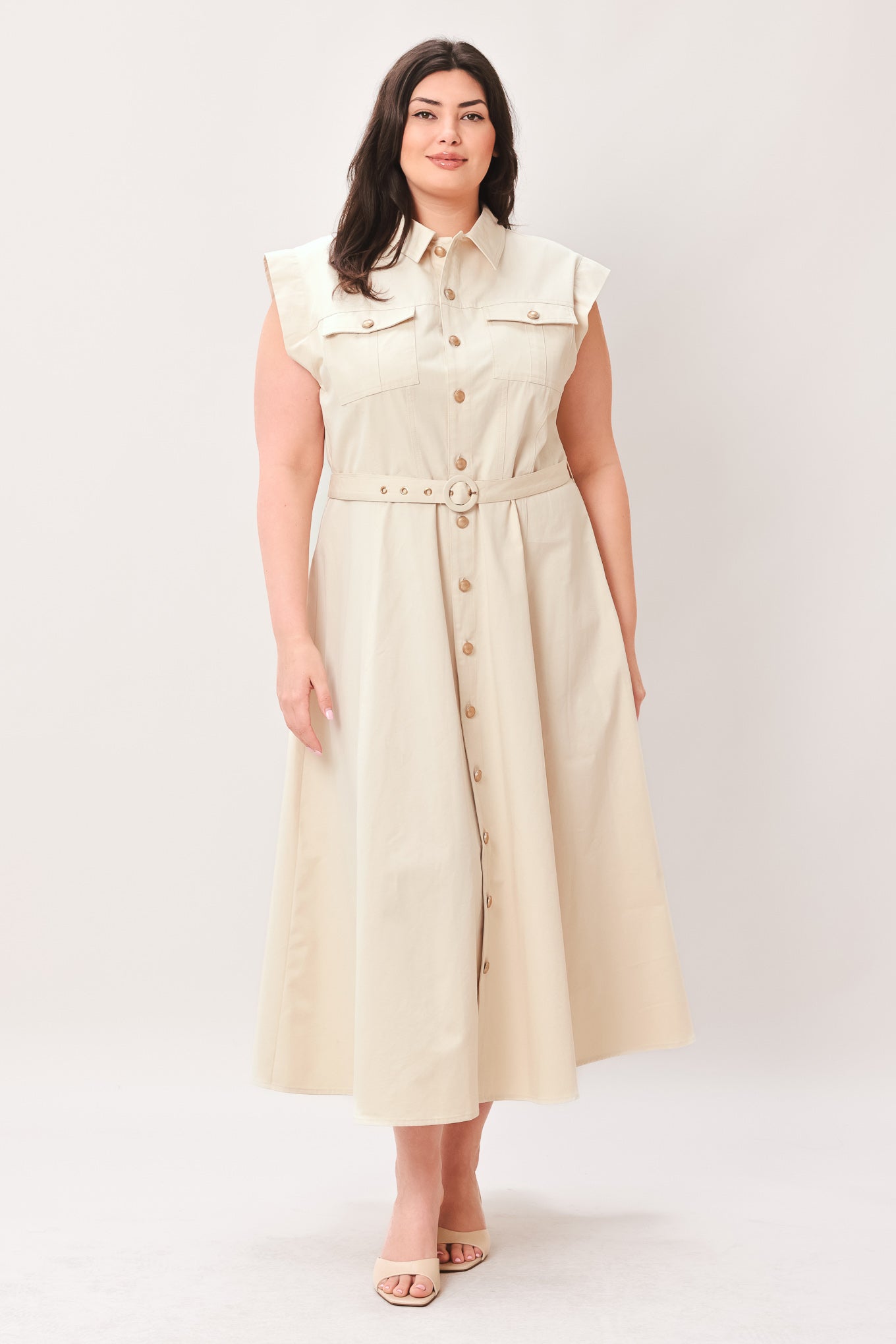 Neutral Command Woven Shirt Dress view 13