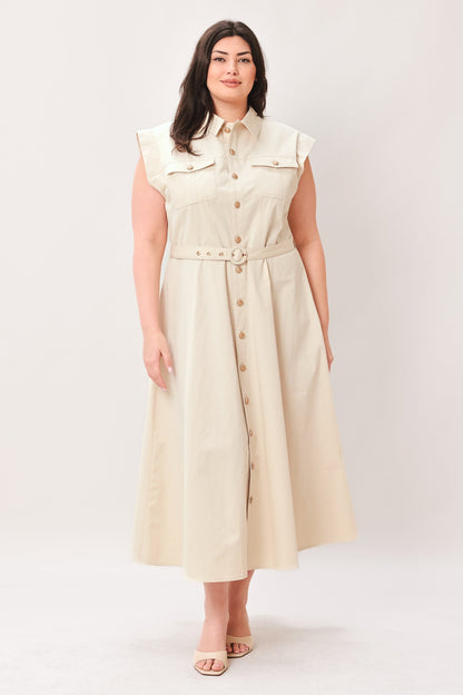 Neutral Command Woven Shirt Dress view 13