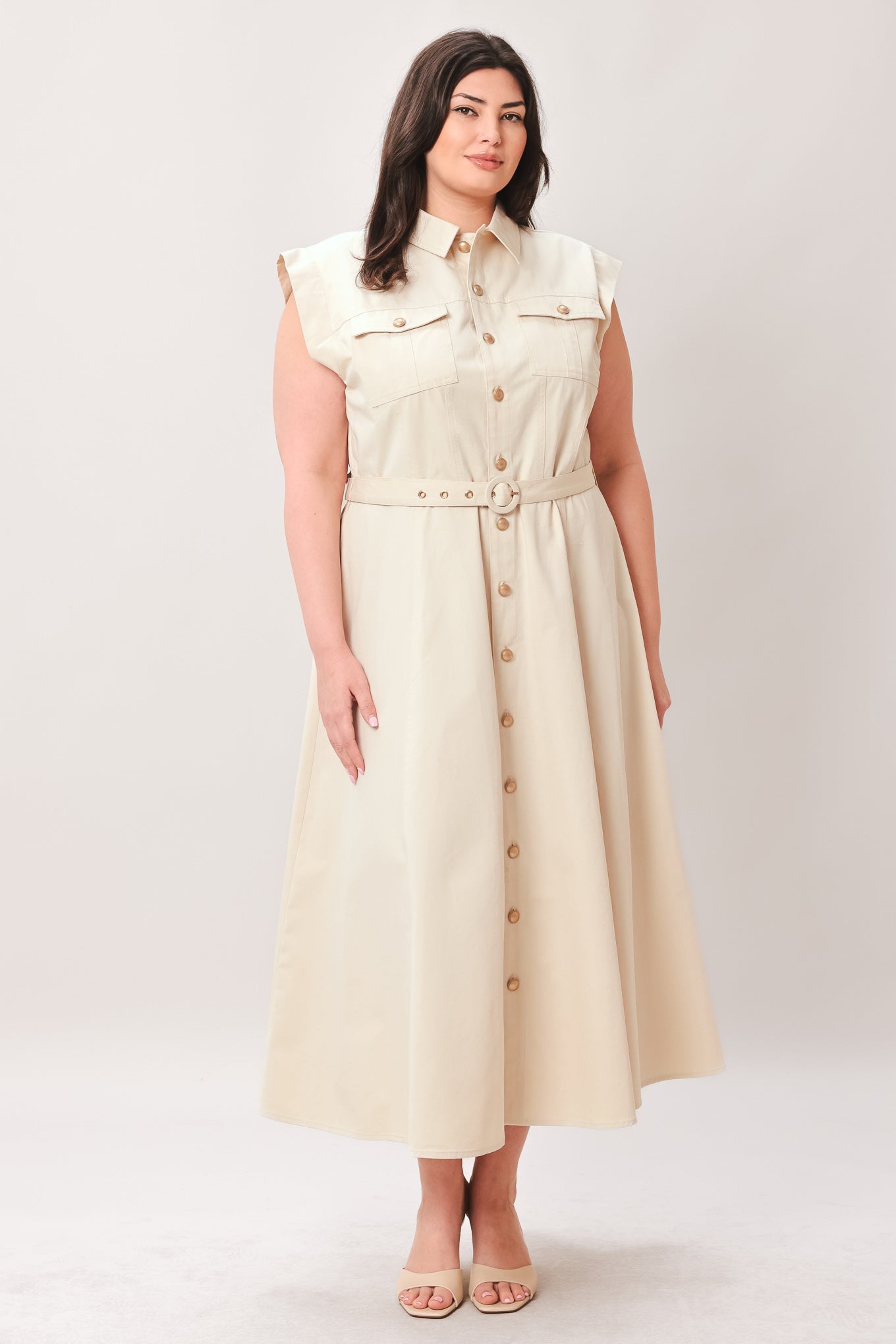 Neutral Command Woven Shirt Dress view 9