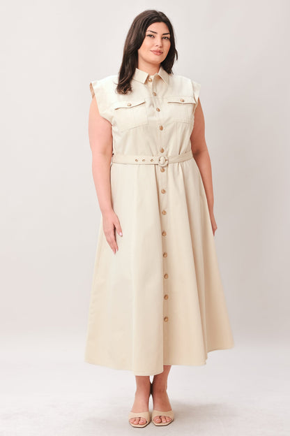 Neutral Command Woven Shirt Dress view 9