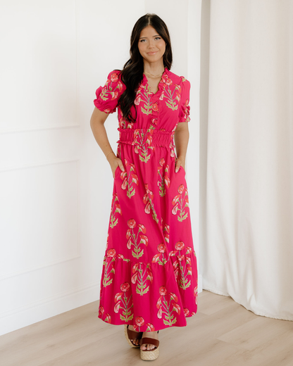 Neve Frilled V Neck Short Sleeve Ruffle Maxi Dress in M view 2