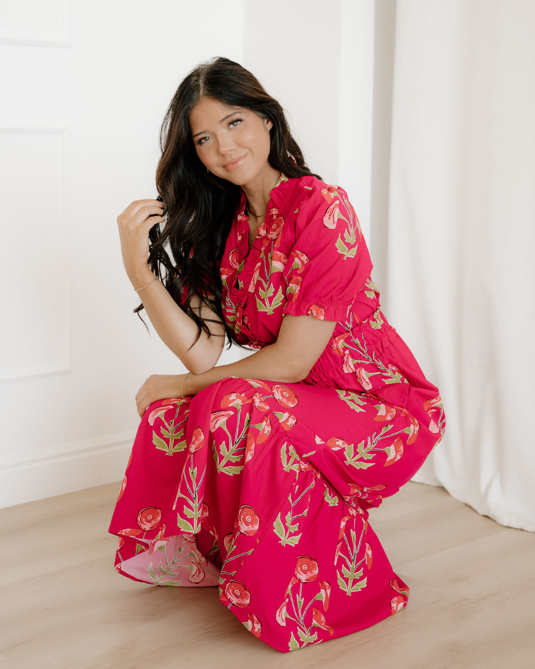 Neve Frilled V Neck Short Sleeve Ruffle Maxi Dress view 6