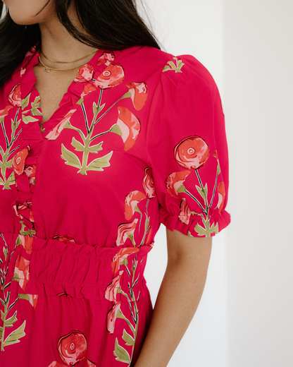 Neve Frilled V Neck Short Sleeve Ruffle Maxi Dress view 7