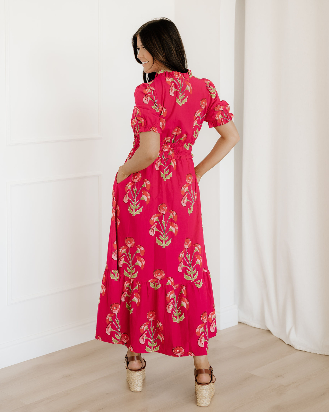 Neve Frilled V Neck Short Sleeve Ruffle Maxi Dress view 8