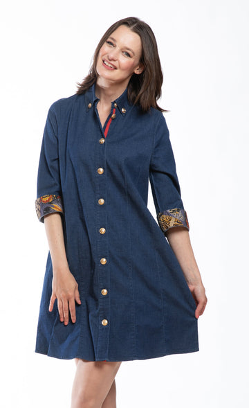 Newport Denim Dress with Longer Sleeve in S view 2 - Newport News Denim Dress