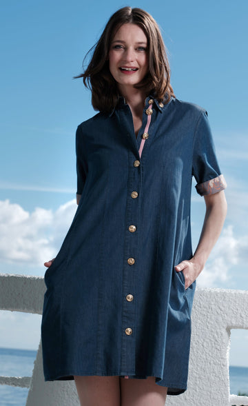 Newport Dress Denim with Gold Buttons in XS - Newport News Denim Dress