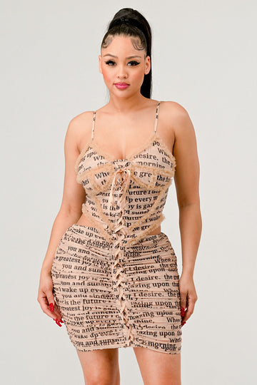 Newsletter Print Sexy Mini Dress in Medium view 2
