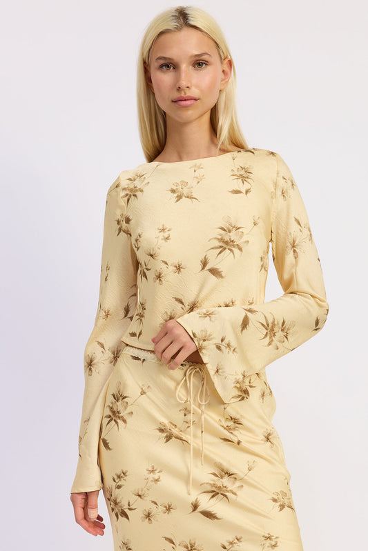 Niamh Blouse in Butter Yellow Print - Nia Blouse (top)