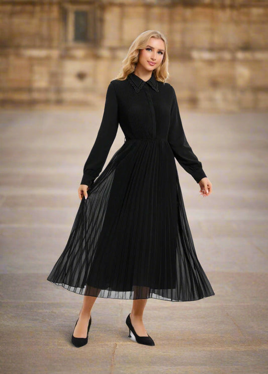 Nightbloom Pleated Midi Dress in XS