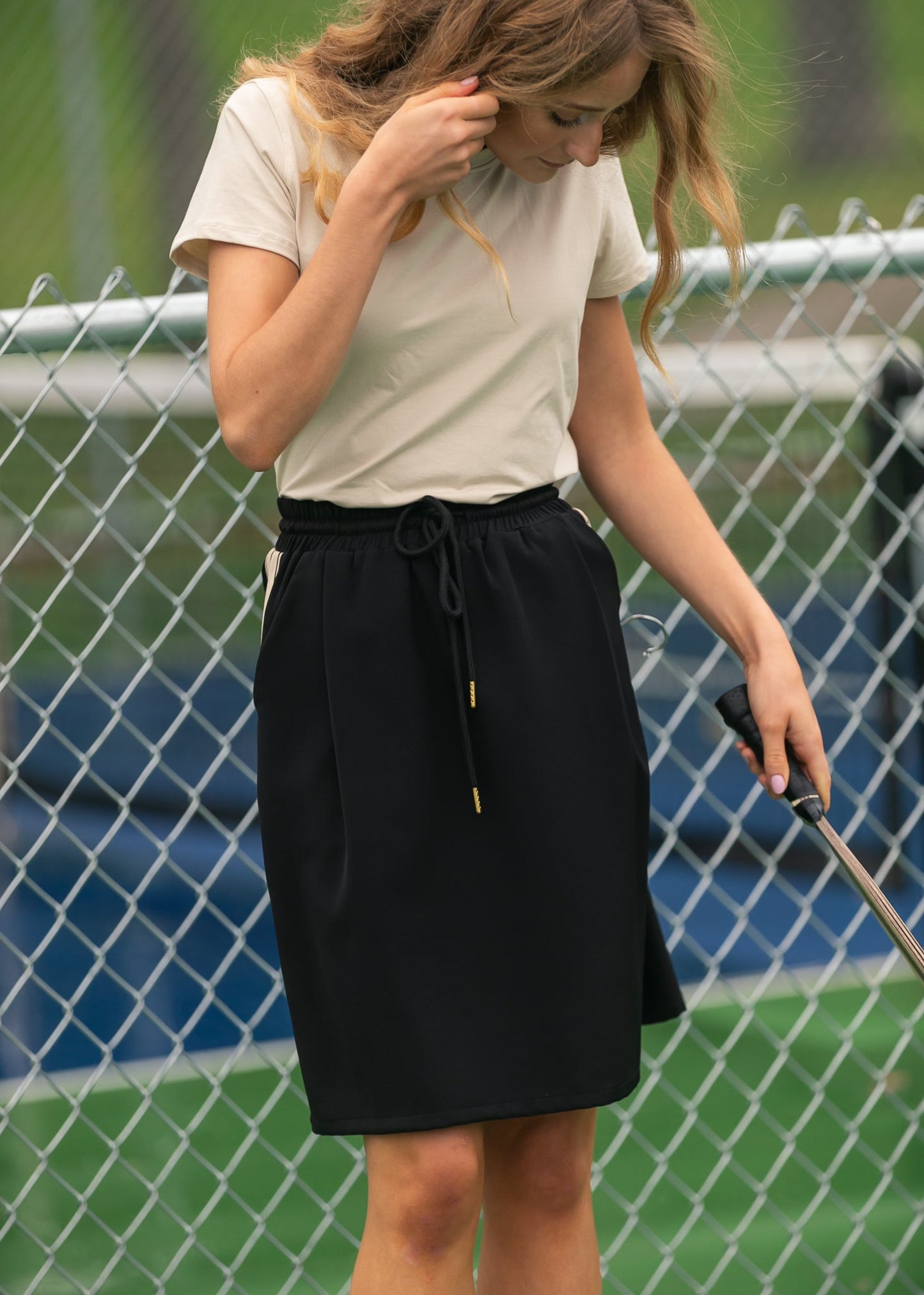 Nina Mid-rise Track Skirt in XL view 5 - Khaite Nina Midi Skirt