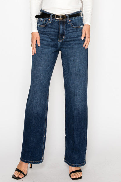 Noelle Inseam Transform High Rise Relaxed Straight Leg Jeans in 9 (28) view 5 - High-Waisted (bottom)