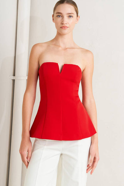 Noir Contour Woven Top in RED - Top Noir Contour Blanc