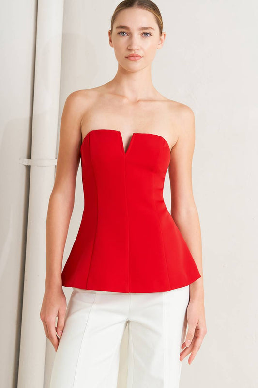 Noir Contour Woven Top in RED - Top Noir Contour Blanc