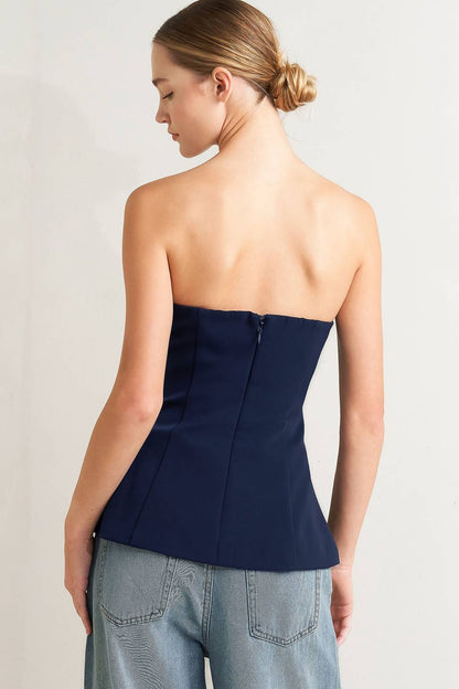 Noir Contour Woven Top view 13 - Top Noir Contour Blanc