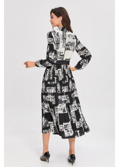 Noir Print Midi Dress in L view 4 - Neo Noir Print Dress