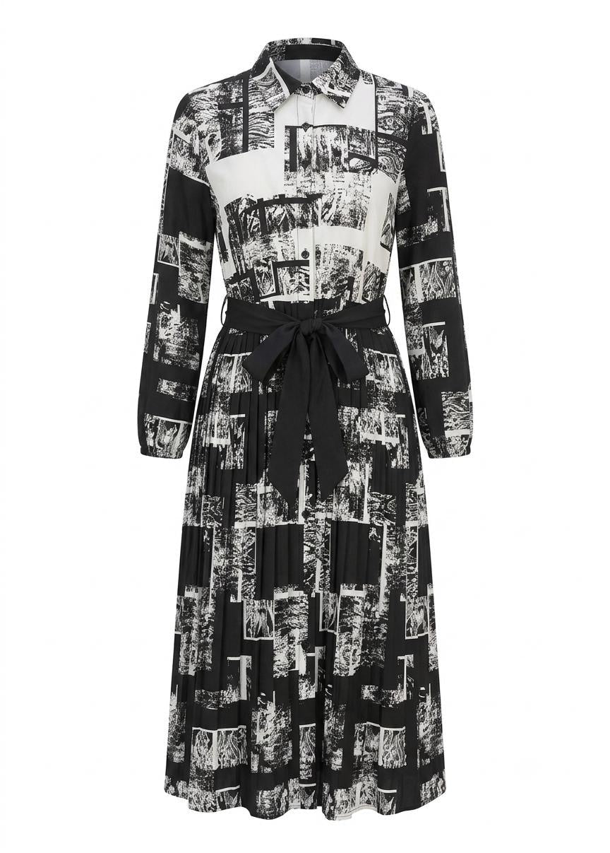 Noir Print Midi Dress in XS - Neo Noir Print Dress