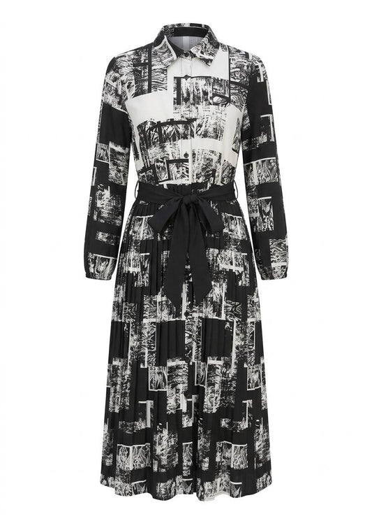 Noir Print Midi Dress in XS - Neo Noir Print Dress