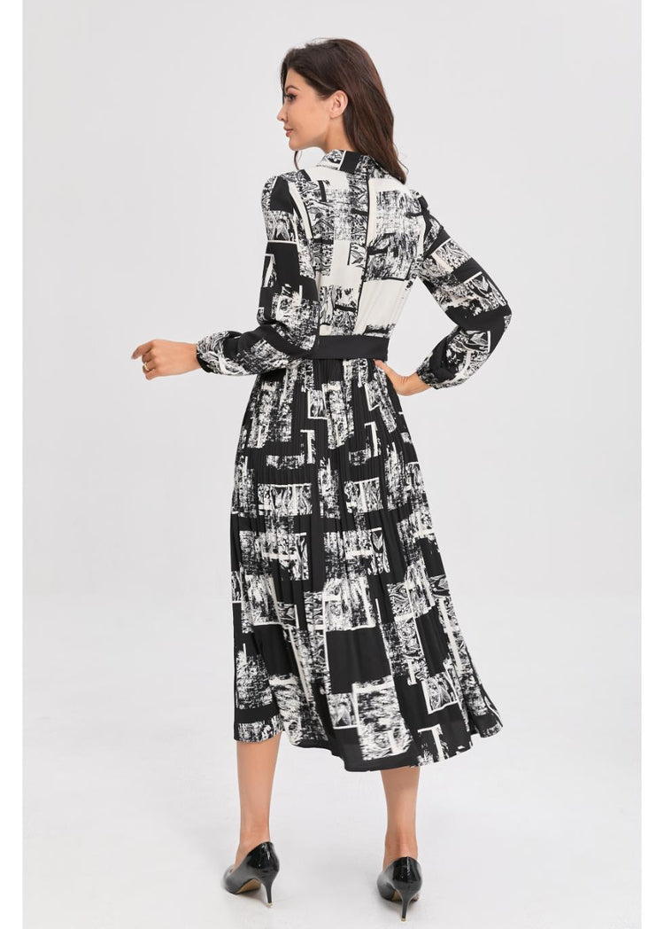 Noir Print Midi Dress S view 2 (dress) - neo noir print dress, neo noir silfi print dress, neo noir flo - shop at us.meeeshop