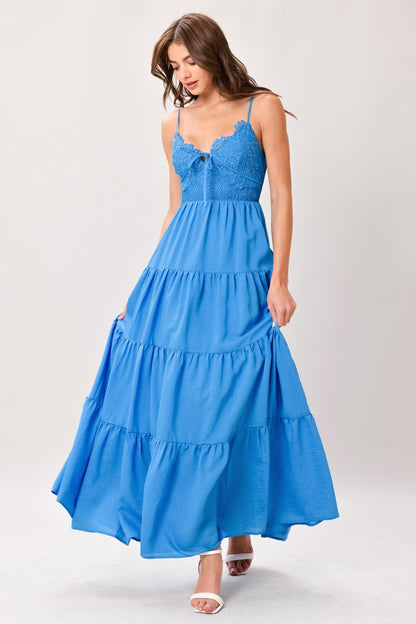 Nomad Bloom Woven Maxi Dress in BLUE
