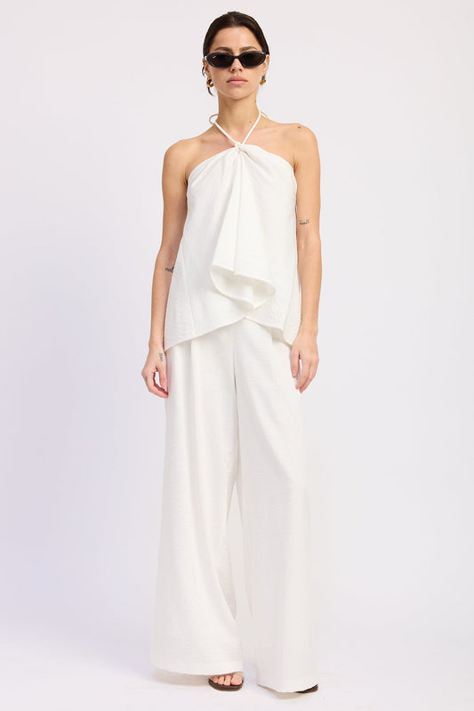 Nora Wide Leg Pants in Red - Nora Wide Nude (bottom)