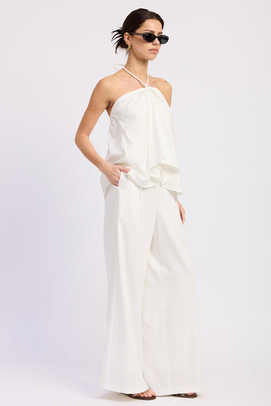 Nora Wide Leg Pants in Red view 2 - Nora Wide Nude (bottom)