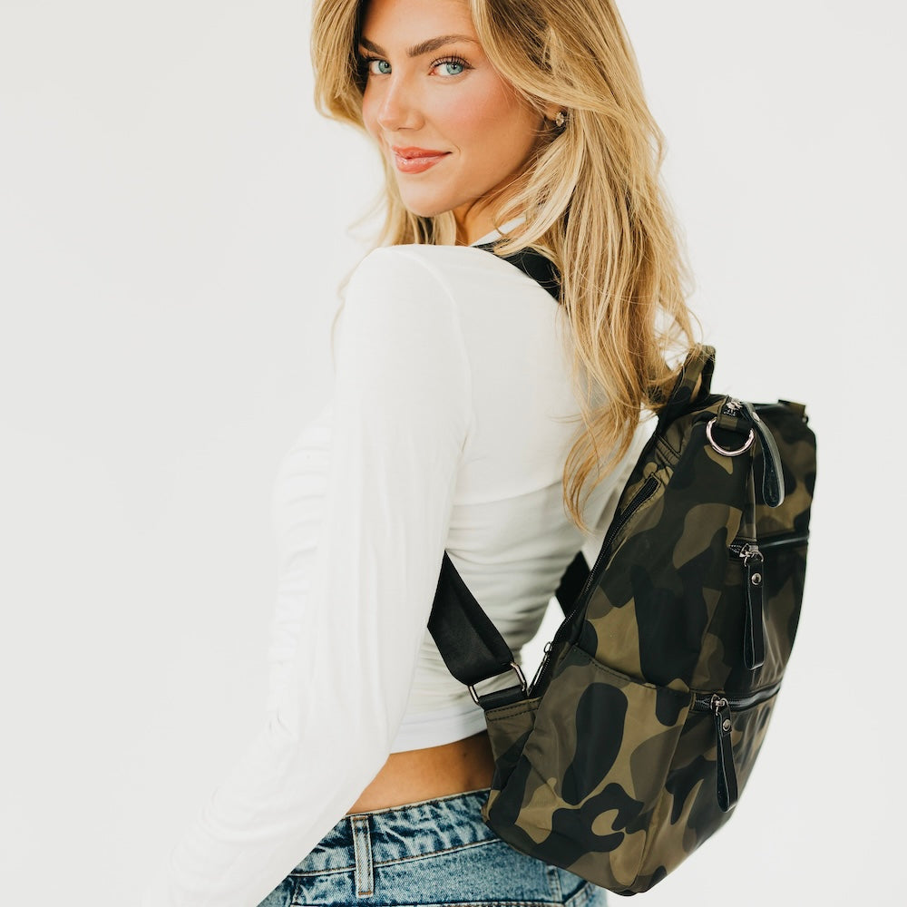 Nori Nylon Purse Backpack in Black view 3 - Backpack Purse (bag)