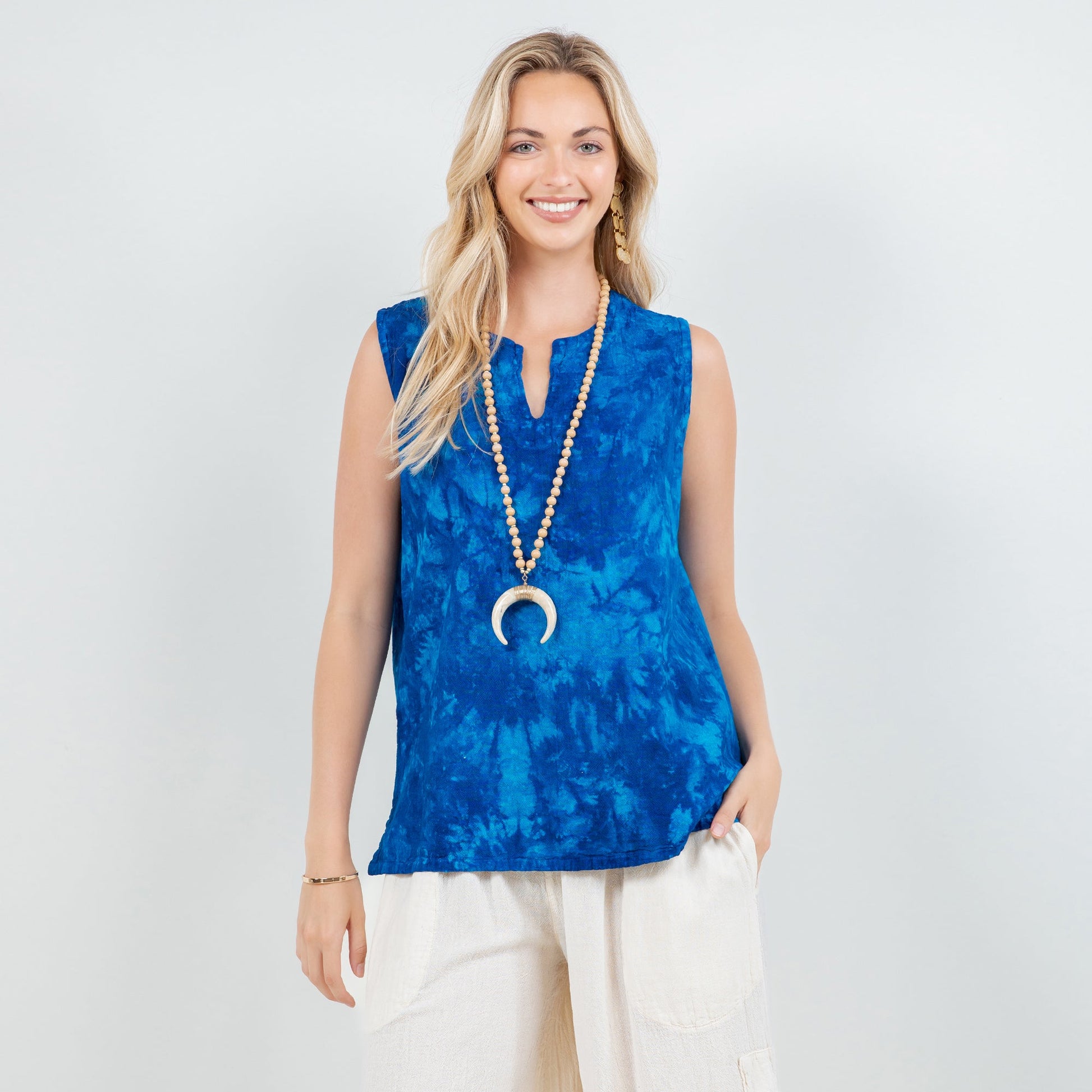 Nova Top -100% Cotton Gauze in Azure/ Size OSFM view 2 - Nova 100 Top Songs