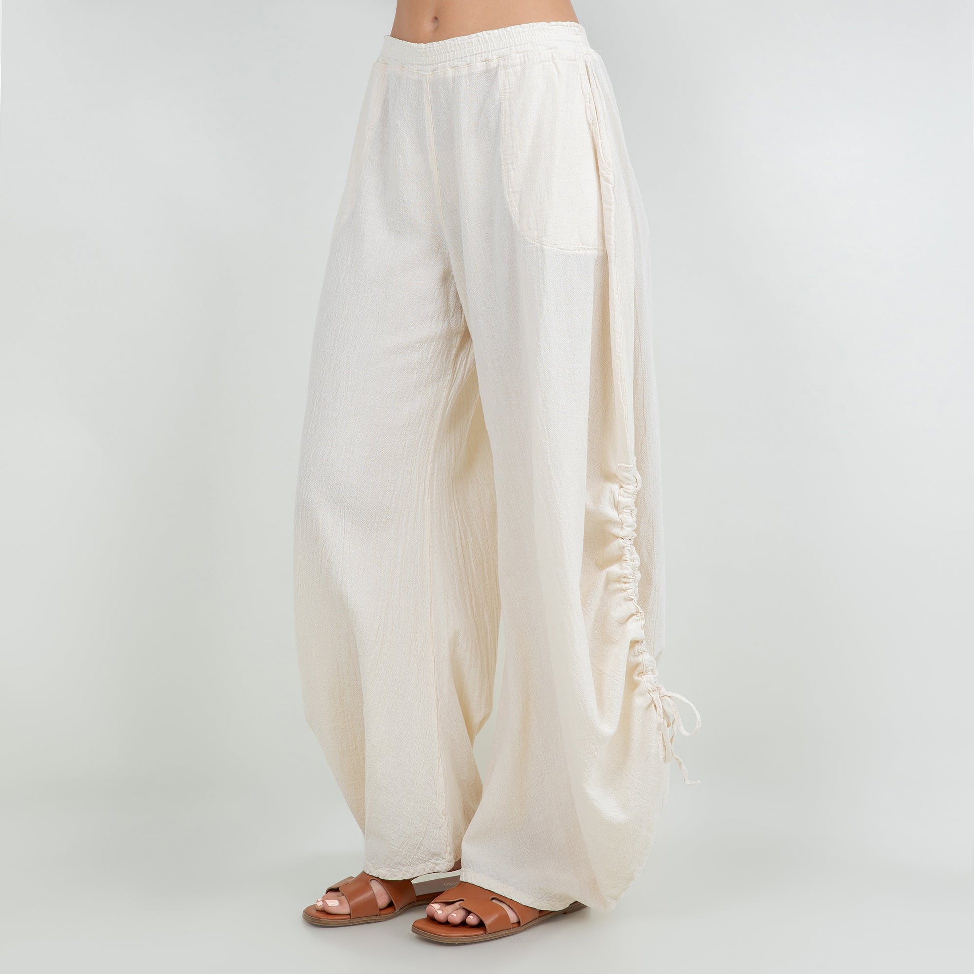 Oana Pants 100% Cotton Gauze in Aqua - Pants Gauze Fabric (bottom)