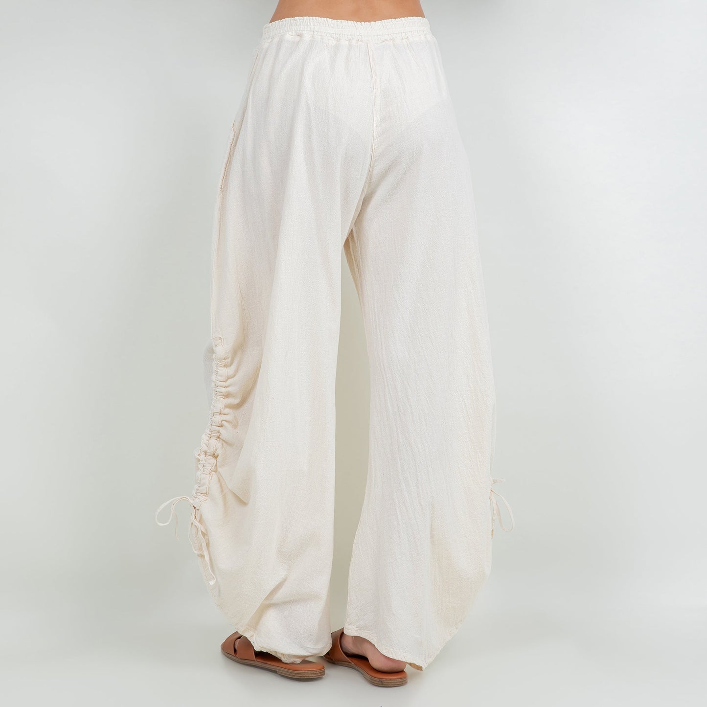 Oana Pants 100% Cotton Gauze in Caspian view 4 - Pants Gauze Fabric (bottom)