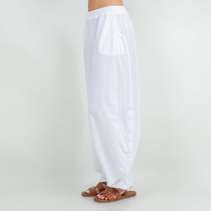 Oana Pants 100% Cotton Gauze in Eggplant view 5 - Pants Gauze Fabric (bottom)